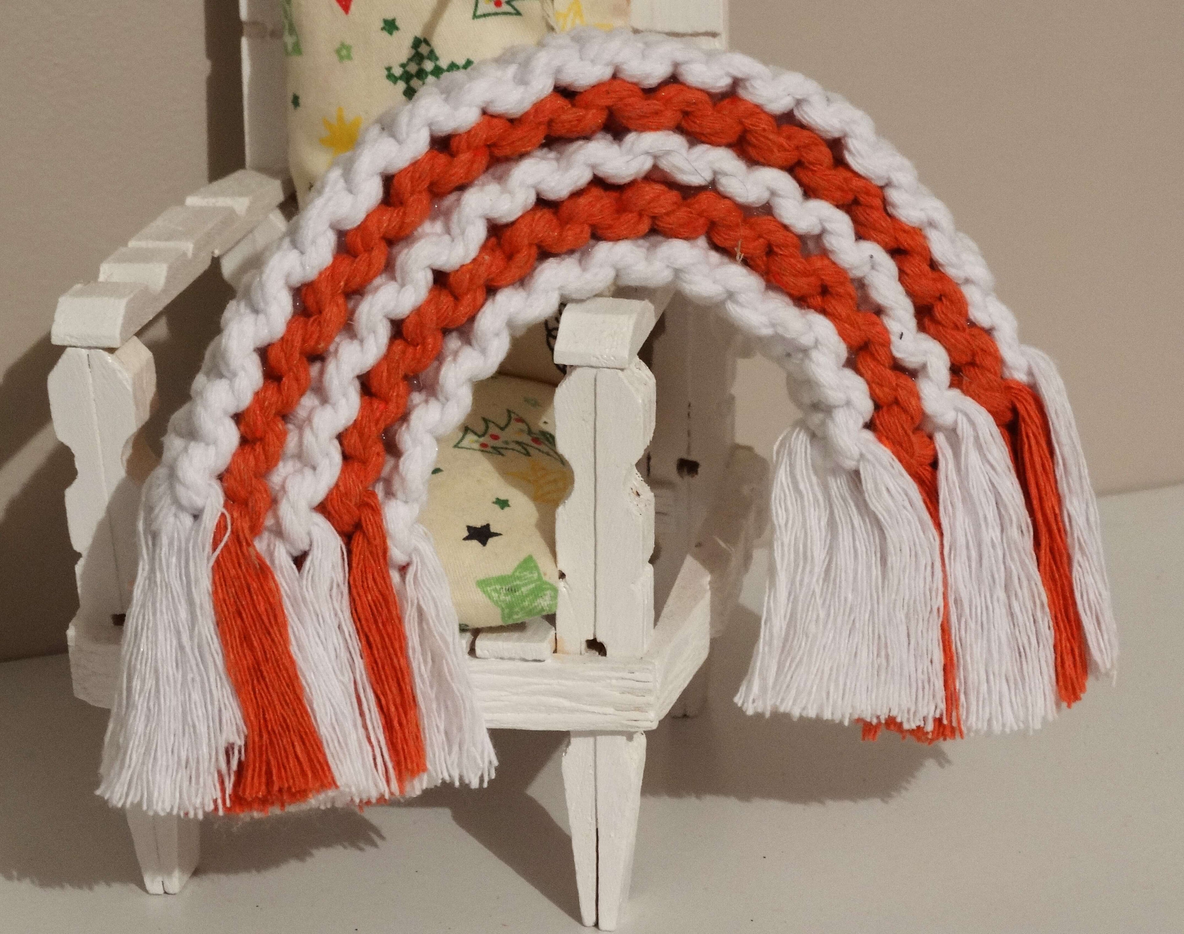 ARC-EN-CIEL 🌈 en Macramé – Douceur Bohème orange et blanc 🌿✨