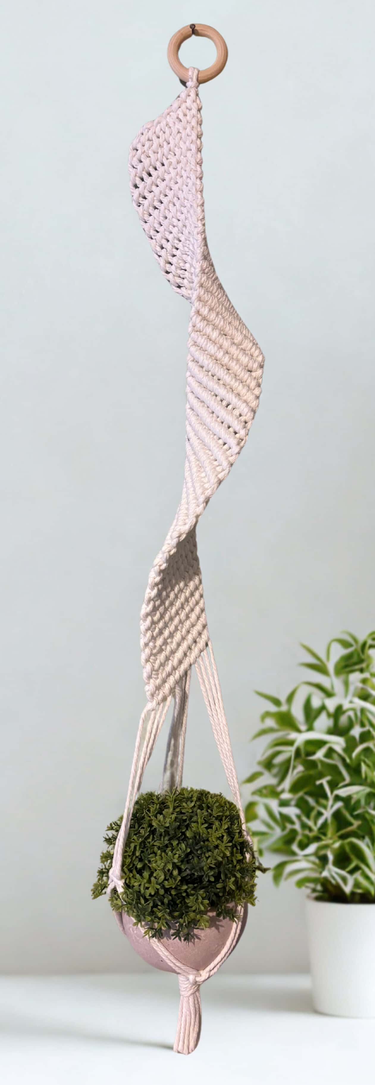 🌿 PORTE-PLANTE SPIRALE SUSPENDU, macramé – décoration murale bohème 🌿